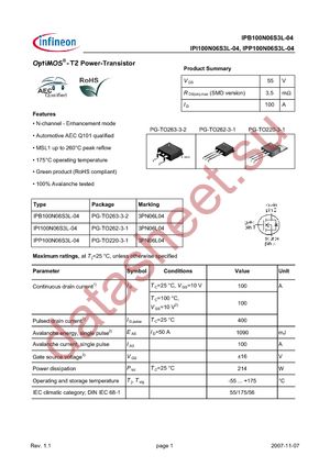 IPI100N06S3L-04 datasheet  